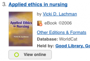 Example of an ebook in the library catalog.