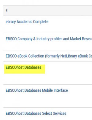EBSCOHOST in list