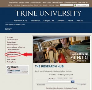 Library homepage screenshot
